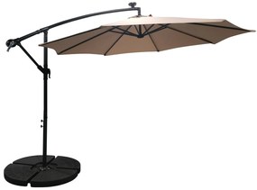 Zahradní slunečník Houseland Zyra s LED osvětlením 300 cm světle hnědý
