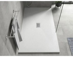 Mexen Hugo, obdĺžniková sprchová vanička SMC 160 x 100 cm, biela, oceľová krytka, 42101016-X