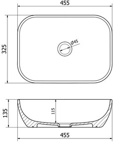 Mexen Rita, umývadlo na dosku 455x325x135 mm, biela-vzor terazzo, 21084587