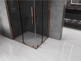 Mexen Velar Duo, sprchový kút s posuvnými dverami 90 x 80 cm, 8mm šedé sklo, ružové zlato, 871-090-080-42-60