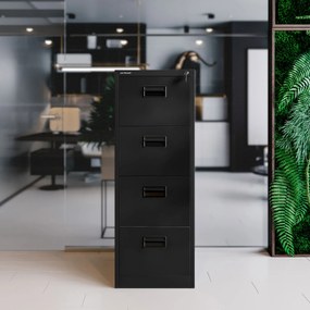 Kovová kartotéka, 4 zásuvky SARA V4, 460 x 1320 x 620 mm, čierna