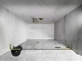 Mexen Lunar L, výklopné pravé sprchové dvere 155 cm, číre sklo, zlatý profil, 834SL-155-050-50-00-P