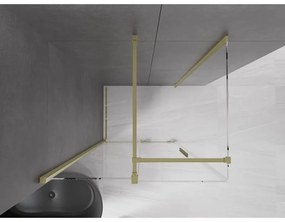 Mexen Velar, sprchový kút s posuvnými dverami 110(dvere) x 100(stena) cm, 8mm číre sklo, zlatá matná, 871-110-100-01-55