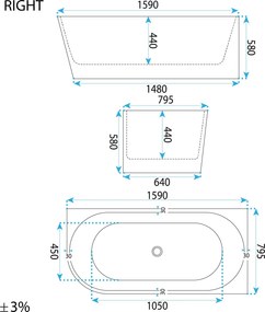 Rea Rea, Akrylová rohová vaňa SYDNEY BELLANTO RIGHT 160cm, KPL-W7253