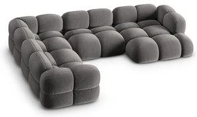 Sivá zamatová rohová pohovka (ľavý roh/do tvaru "U") Loretto – Cosmopolitan Design