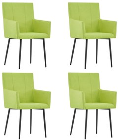 Jedálenské stoličky s opierkami 4 ks, zelené, látka