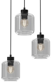 Závesné svietidlo Sombra, 3x grafitové sklenené tienidlo, b, o