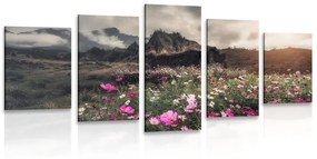 5-dielny obraz lúka kvitnúcich kvetov - 200x100