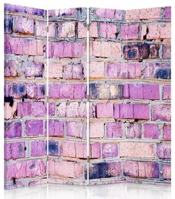 Ozdobný paraván Cihlová zeď - 145x170 cm, štvordielny, klasický paraván