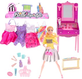 KIK Bábika Fashionista s toaletným stolíkom a oblečením na prezliekanie