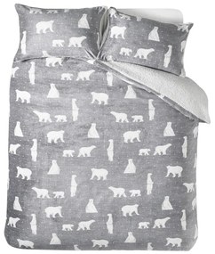 Sivé obliečky na dvojlôžko/predĺžené s baránkom 230x220 cm Cosy Polar Bear – Catherine Lansfield