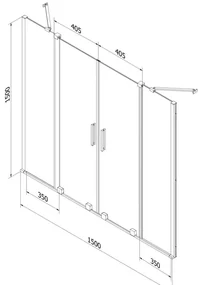 Mexen Velar Duo, 2-krídlová vaňová zástena s posuvnými dverami 140 x 150 cm, námraza, zlatý matný profil, 896-140-000-32-55