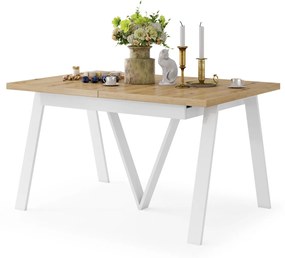 AVERY Dub Artisan / biela spodná časť - LOFTOVÝ / PRIEMYSELNÝ STÔL DO OBÝVAČKY/ JEDÁLNE ROZKLADACÍ DO 290 cm!