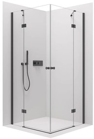 Cerano Marino Duo, sprchovací kút 120(dvere) x 120(dvere), 6mm číre sklo, čierny profil, CER-CER-423045