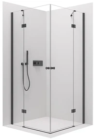 Cerano Marino Duo, sprchovací kút 120(dvere) x 120(dvere), 6mm číre sklo, čierny profil, CER-CER-423045