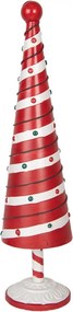 Bielo-červená kovová dekorácia vianočný stromček Christmas Tree - Ø 13*49 cm