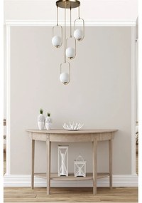 Závesné svietidlo v bielo-zlatej farbe so skleneným tienidlom ø 30 cm Ahu – Opviq lights