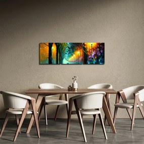 Obraz - Nočná prechádzka (s hodinami) (90x30 cm)
