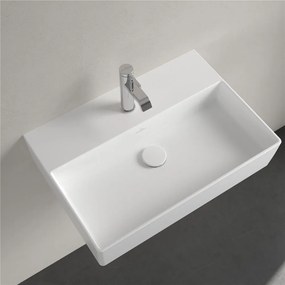 VILLEROY &amp; BOCH Memento 2.0 závesné umývadlo s otvorom, bez prepadu, 600 x 420 mm, Stone White, s povrchom CeramicPlus, 4A2261RW