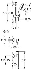 GROHE Precision Flow - Termostatická sprchová batéria so sprchovou súpravou, chróm 34805001