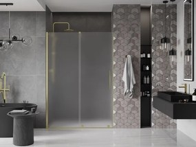 Mexen Velar, posuvné sprchové dvere do otvoru 150 cm, 8mm sklo námraza, zlatá matná, 871-150-000-31-55