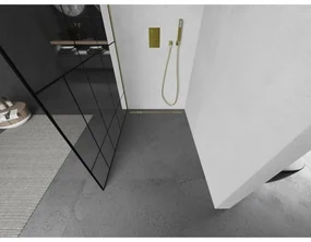 Mexen Kioto L, sprchová zástena Walk-In 100 x 200 cm, 8mm číre sklo čierny vzor, zlatý lesklý profil,800-100-103-50-78