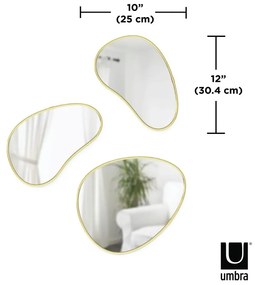 Umbra Zrkadlo HUBBA PEBBLE SET/3ks mosadzné