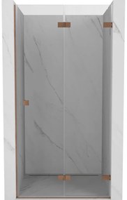 Mexen Lunar-F, pravé skladacie sprchové dvere 60 cm, 8mm číre sklo, medený matný profil, 836-060-000-65-00-P