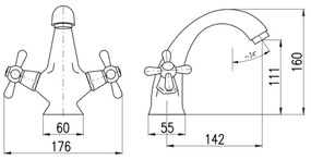 RAV Slezák MK128.0SM - Umývadlová batéria MORAVA RETRO 16 cm stará mosadz