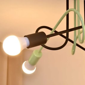 Prisadený luster OXFORD 4xE27/15W/230V čierna/zelená