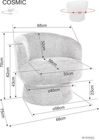 Otočné dizajnové kreslo COSMIC RAVEN, tmavobéžové