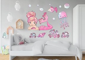 Morská panna a medúzka - detská nálepka na stenu