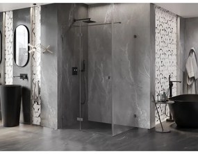 Mexen Lunar T, sklápací sprchový kút ľavý 130 x 120 cm, 8mm číre sklo, grafitový profil, 834T-130-120-95-00-L