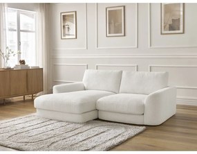 Biela rohová pohovka z textílie buklé (ľavý roh/s leňoškou) Leonore – Bobochic Paris