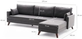 Rohová sedacia súprava do tvaru L RIGA, antracitová, pravostranná