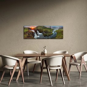 Obraz - Kirkjufell pri západe slnka (s hodinami) (90x30 cm)