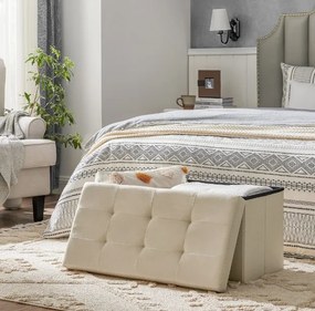 Taburet s úložným priestorom OTTOMAN 76x38 cm, krémový