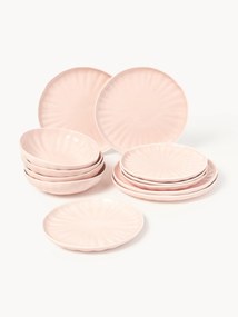 Súprava riadu's reliéfom z porcelánu Sali, 4 osoby (12 dielov)