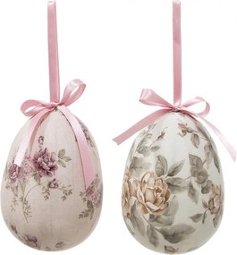 2ks dekorácia vajíčko s ružami Rose Spring Egg - Ø 9*12 cm