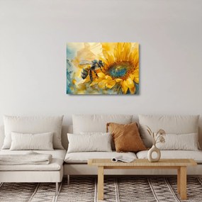Sklenený obraz - Včielka, akvarel (70x50 cm)