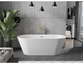 Mexen Flavia, voľne stojaca vaňa 150 x 75 cm, biela, zlatý matný prepad, 54031507500-55
