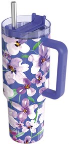Nerezový termohrnček so slamkou Stream Flower Dusk 1200 ml