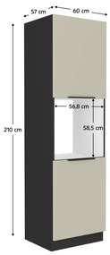 Skrinka na vstavanú rúru Araka 60 DP-210 2F - kašmír / čierna