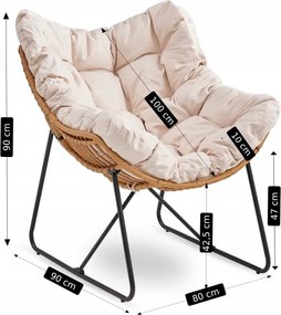 Záhradná relaxačná stolička na terasu, do záhrady, do obývačky, béžová, FIN