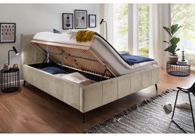 Béžová dvojlôžková posteľ s roštom a úložným priestorom Meise Möbel Lizzano, 180 x 200 cm