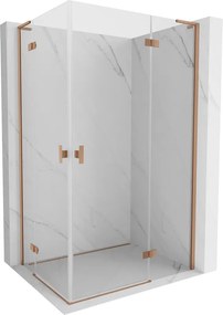 Mexen Mist-H L Duo, 2-krídlový sprchový kút 90 x 120 cm, číre sklo, medený matný profil, 8A5L-090L-120P-65-00