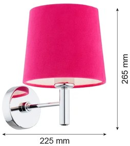 Argon 3909 - Nástenná lampa BOLZANO 1xE27/15W/230V ružová/lesklý chróm