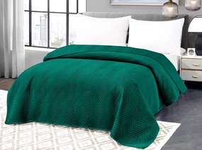 Zelený zamatový prehoz na posteľ so vzorom ARROW VELVET Rozmer: 200 x 220 cm