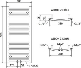 Mexen Ares, elektrické vykurovacie teleso 900 x 400 mm, 300 W, chrómová, W102-0900-400-2300-01