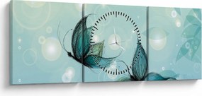 Obraz - Modré motýliky (s hodinami) (90x30 cm)
